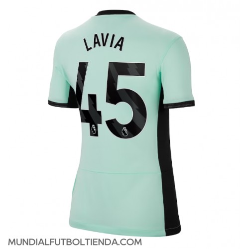 Camiseta Chelsea Romeo Lavia #45 Tercera Equipación Replica 2023-24 para mujer mangas cortas